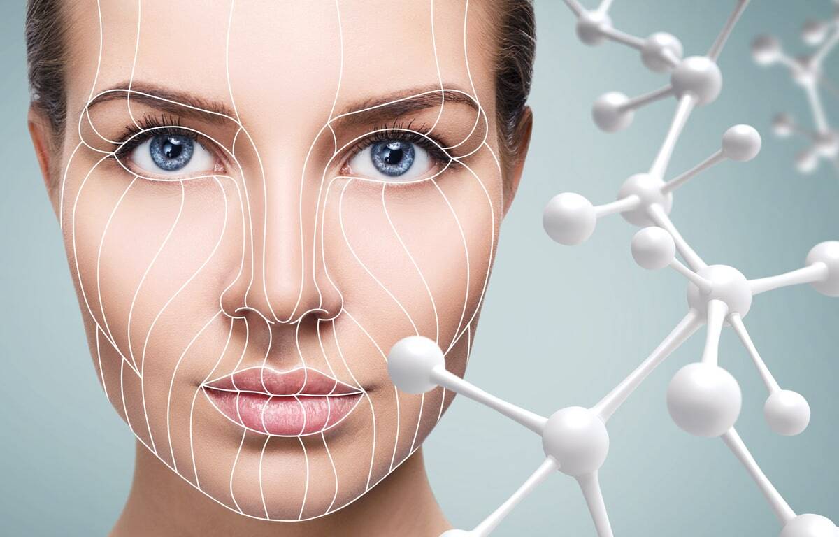 Skin longevity visual with facial mapping and molecular design